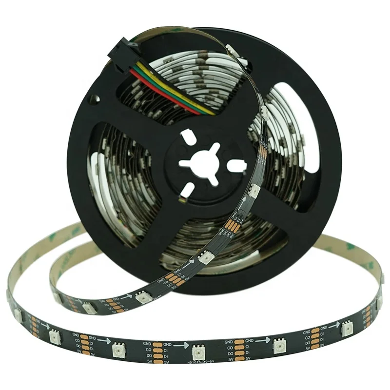 Customized CE RoHS Digital Multicolor Lighting 5v HD107S 30LED Rgb Tape LED Flexible Strip Light Addressable LED Strip