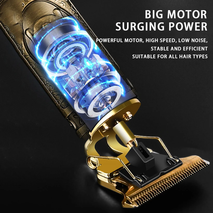 Professional Vintage Rechargeable Hair Trimmer R Blade Trimmer Haircut Set Cordless T9 Hair Clipper