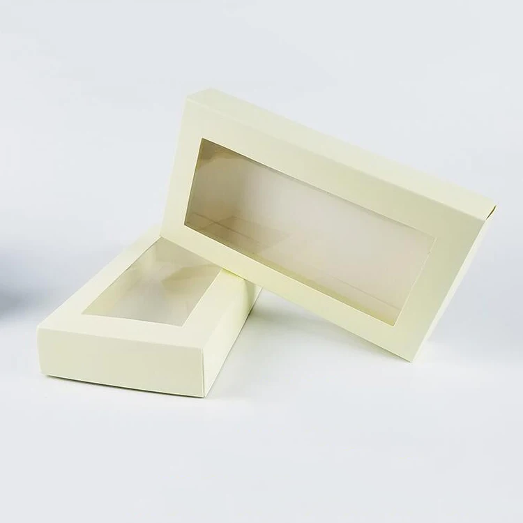 Custom Printed Black Paper Packaging Box With Plastic Window