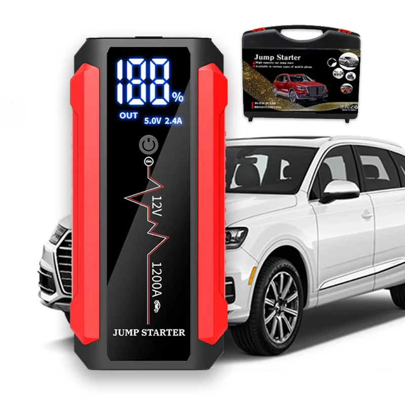 Hot Sale Large Digital Display Screen Car Jump Starter Power Bank 12V Output Portable Emergency Start-up Charger for Cars