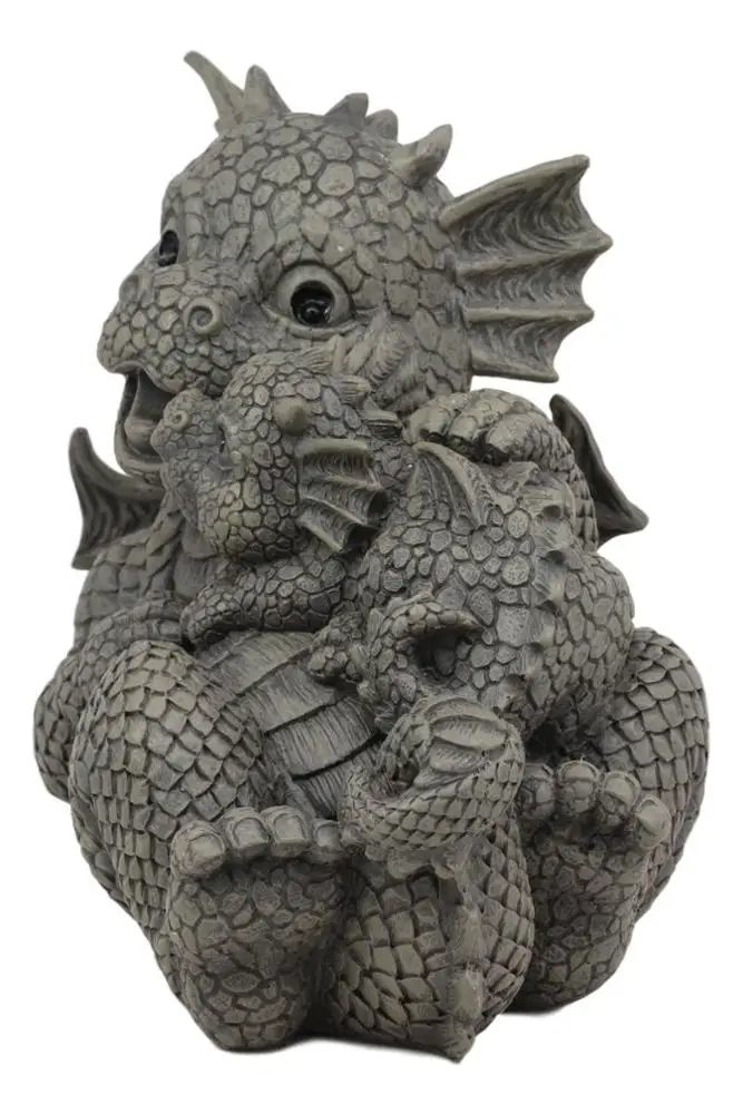 Whimsical Garden Dragon Family Mommy And Me Time Statue