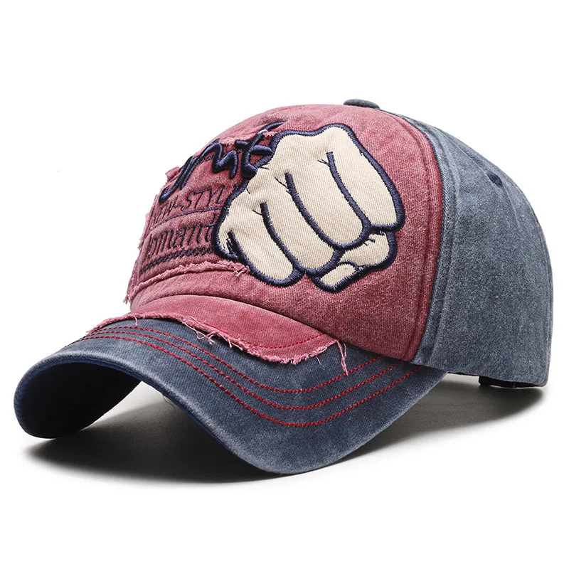 Hot Selling Denim Baseball Hat Men Trendy Women  Korean Style Washed Old Hole Letter Torn Duckbill Cap Spring and Summer Sun Hat