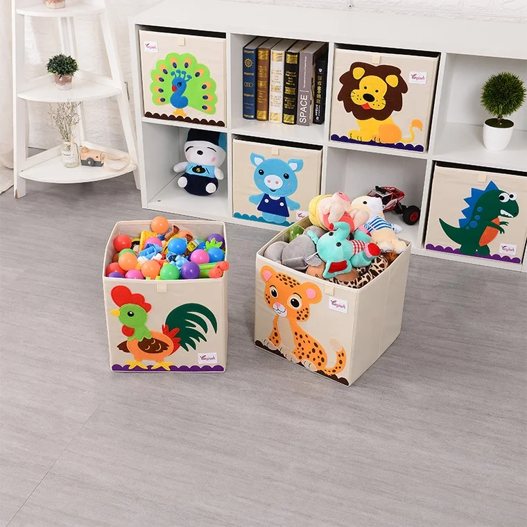 Sewing Fabric With Lovely Embroidery Patterns Toys Baskets Storage Box For Kids