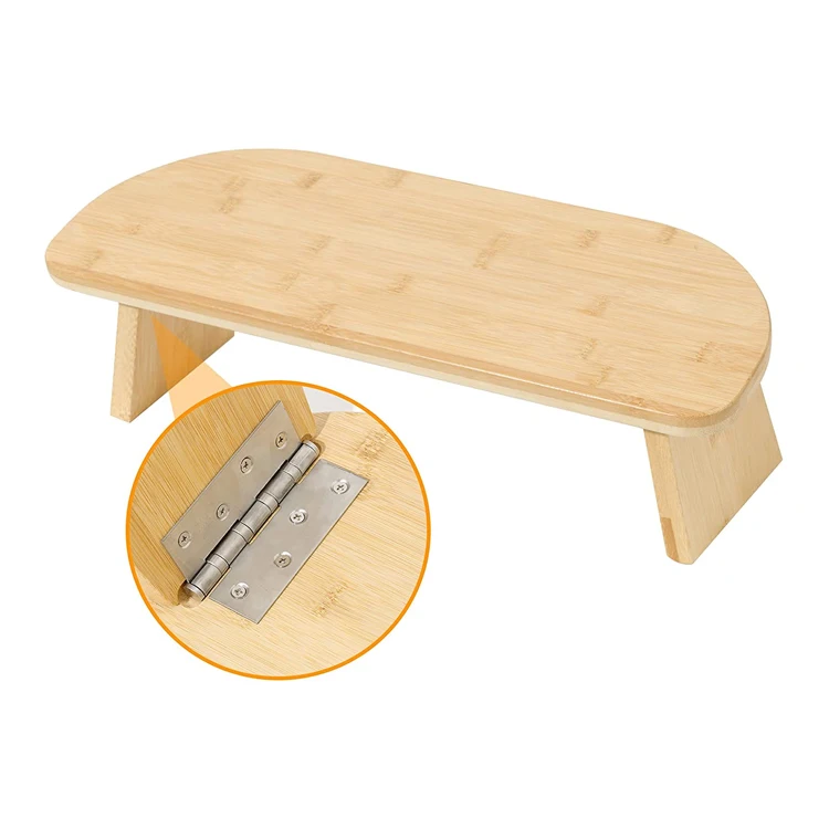 Natural Bamboo Wooden Ergonomic Foldable Yoga Meditation Bench Cushion with Folding Legs
