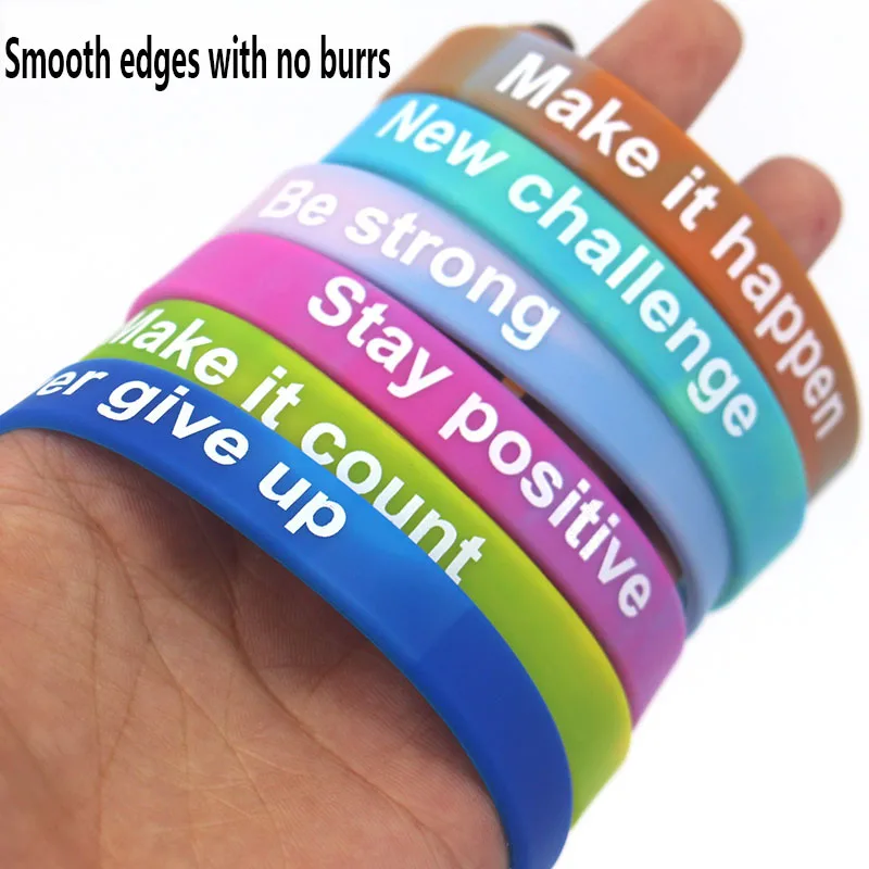 Wholesale In Stock Never give up Camouflage Colorful Silicone Wristband Men Women Students Activity Silicone Bracelet