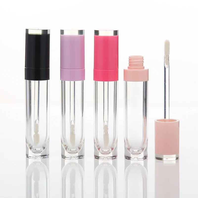 Оптовая продажа, 8 мл пустые цилиндрические круглые контейнеры для блеска для губ с розовым, фиолетовым, черным верхом для упаковки блеска для губ