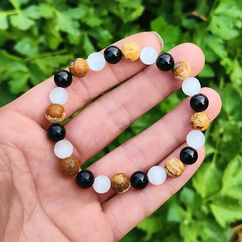 8mm Beads Healing Bracelet Black Tourmaline Meditation Chakra Balancing Black Natural Stone Bracelet Pulsera Mujeres