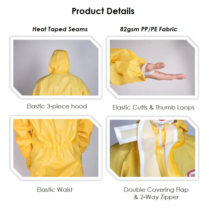 Type 3/4 Protective Coverall for Oil and Gas Impervious Double Zipper Coveralls