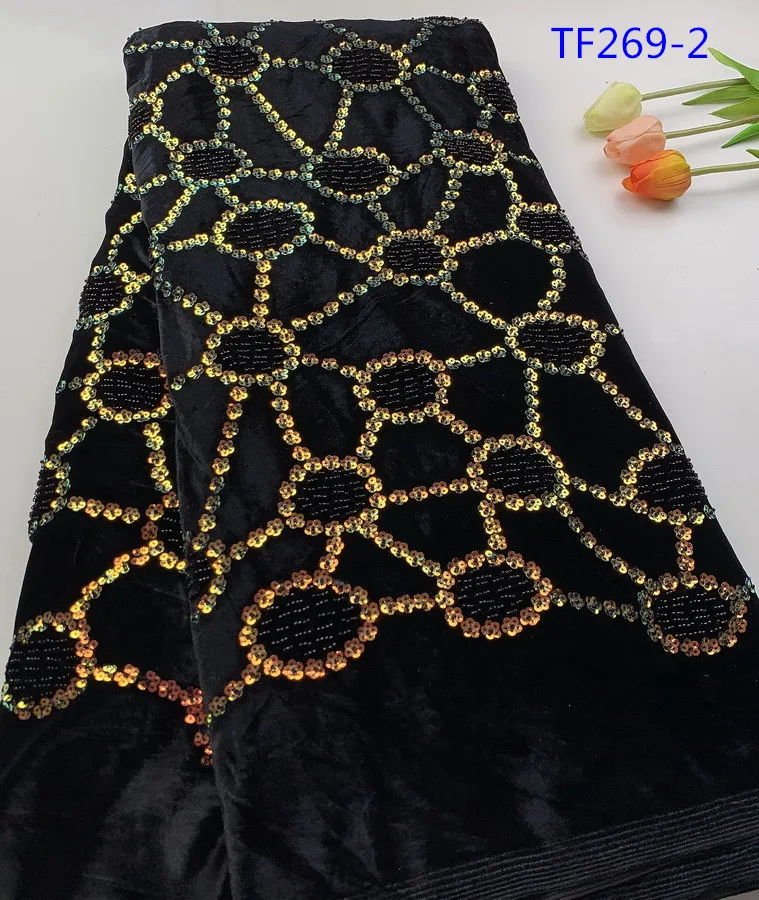 New design french lace  high quality fashion velvet lace with beads sequins for party