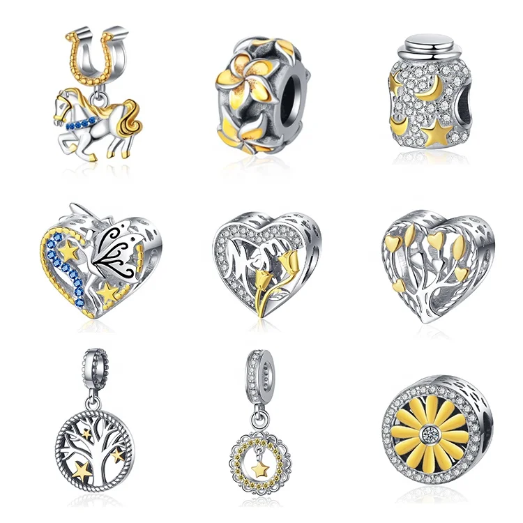 custom bracelet charms jewelry 925 sterling silver gold plated charms