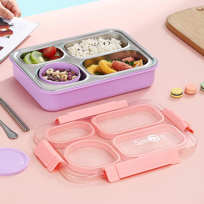 2024 new Food Grade Quality 900+150ml tiffin Stainless Steel Insulated Bento Lunch Box With 4 Compartments with bowl