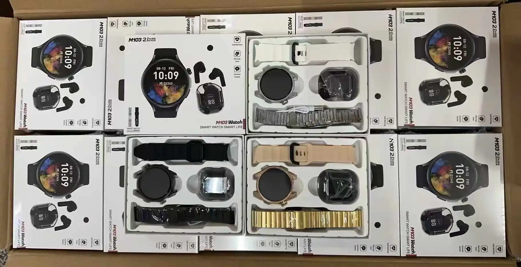 Sport Fashion Mens Luxury Gift Box VM103 Hot 2 in 1 Smart Watches and Earbuds BT Calling High Quality Sound Wearable Devices