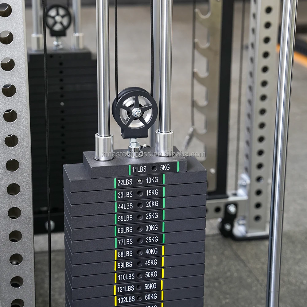 Smith Machine Pin-loaded Weights Stack Strength Trainer Home Gym with Pulley System Fitnee Rack