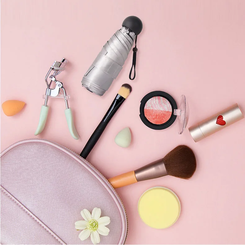 Cheap anti-uv mini 5 folding sun umbrella windproof durable custom logo capsule umbrella for ladies