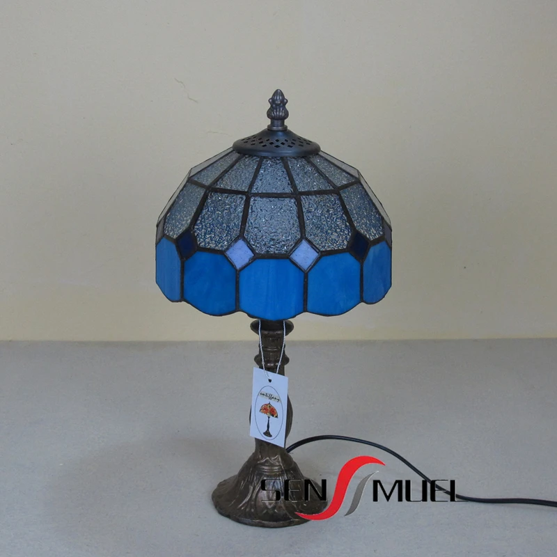 Simple 8 Inch Small Mini Hotel Glass Lighting LED Table Bedside Lamp with Resin Base