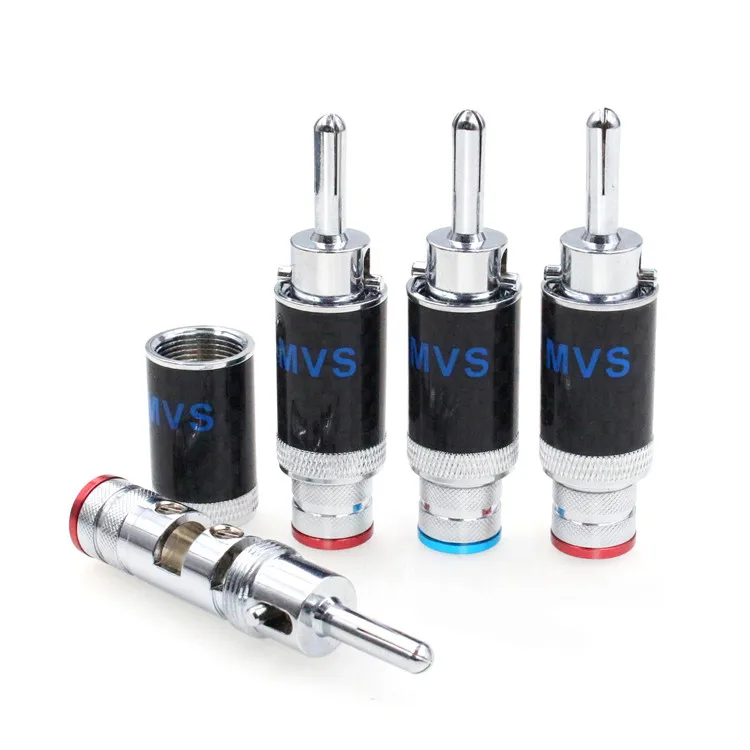 MVS pure copper gold-plated banana head Y pin plug welding-free audio amplifier terminal block speaker cable plug