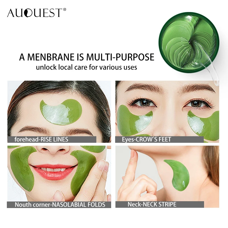 Custom Your Logo Green Tea Aloe Vera Seawood Collagen Eye Gel Patches Private Label Hydrating Under Hydrogel Eye Mask