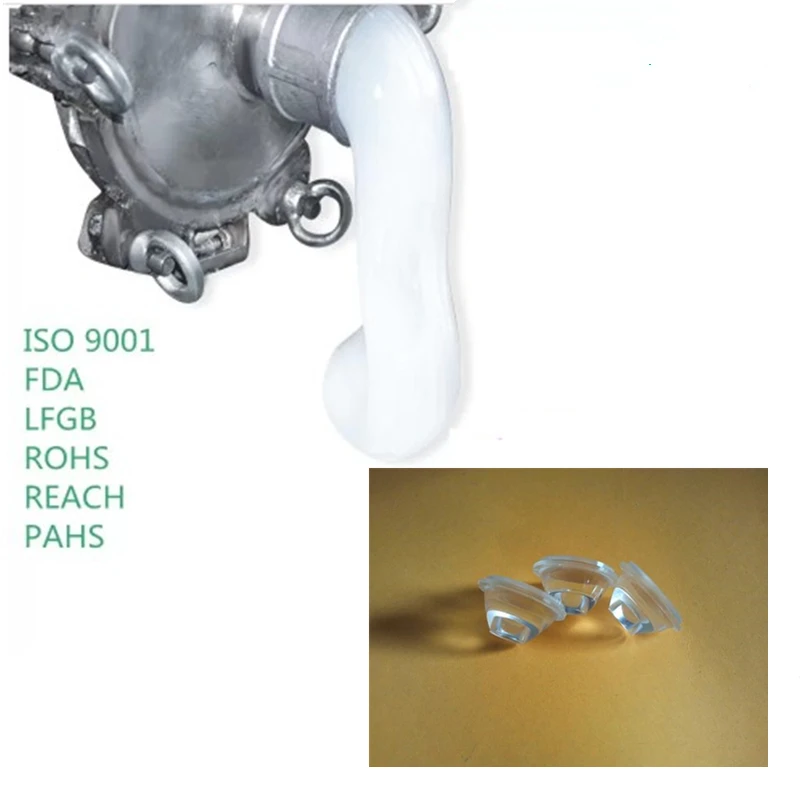 Transparent A B Component optical liquid silicone rubber for LED secondary lenses