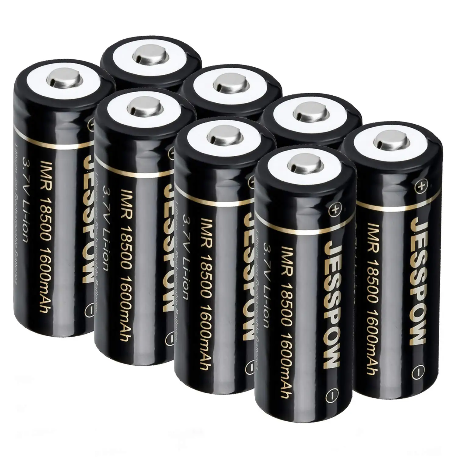 18500 Battery,  IMR 18500 Rechargeable Li-ion Battery 1600mAh 3.7V for Flashlight, Solar Garden Light and More