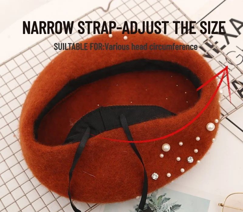 Wholesale fashion designer church girl brown 100% wool Gauze pearl school various colors french net beret hat cap