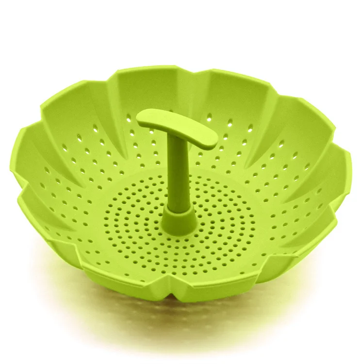 Multifunctional cooking tool Heat resistant silicone steamer basket with handle for Steaming Vegetables, Fish and more