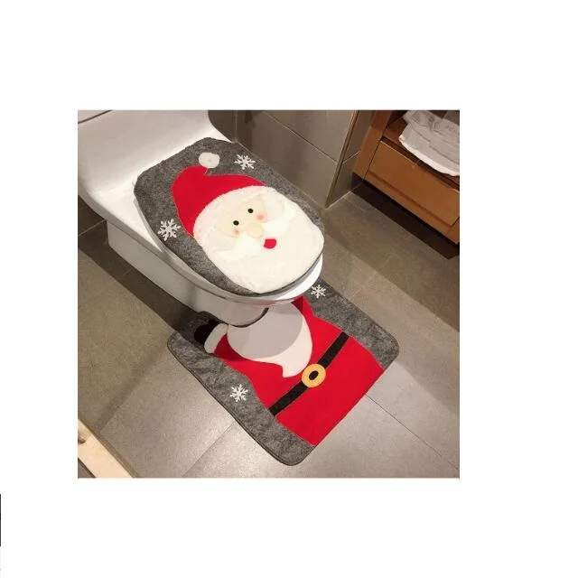 Рождественская Крышка для унитаза и набор ковров-Санта-олень для Рождественского украшения