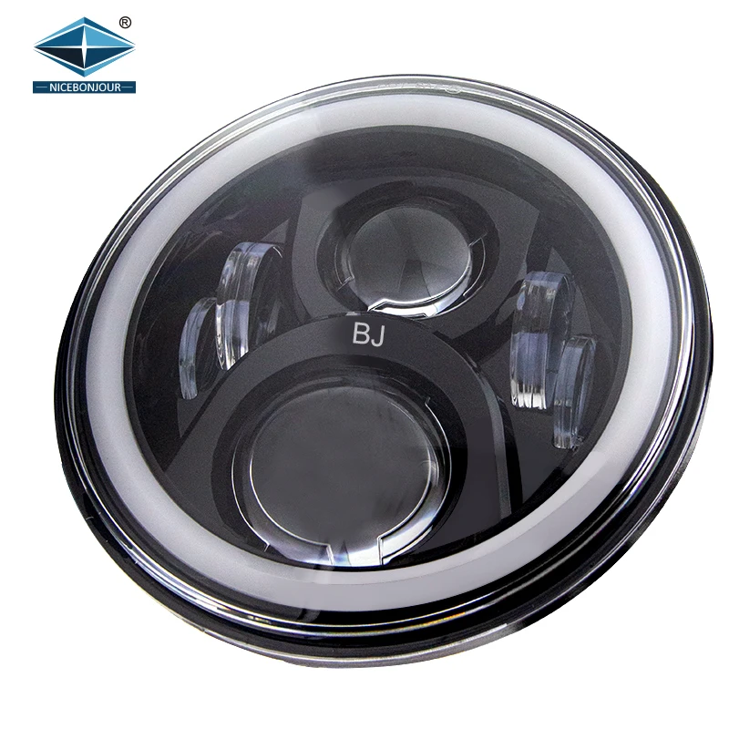Dot Drl Led Lighting Auto Headlight Phone App Control 12V Round 7 Inch Led Headlight Chrome Rgb