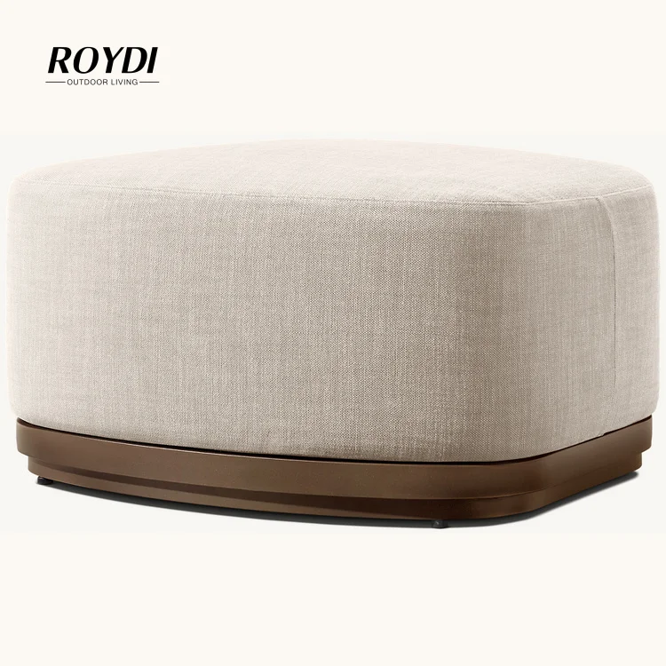 Roydi Patio Hotel Outdoor Ottoman Furniture Metal Aluminum Square Sofa Stools And Ottoman