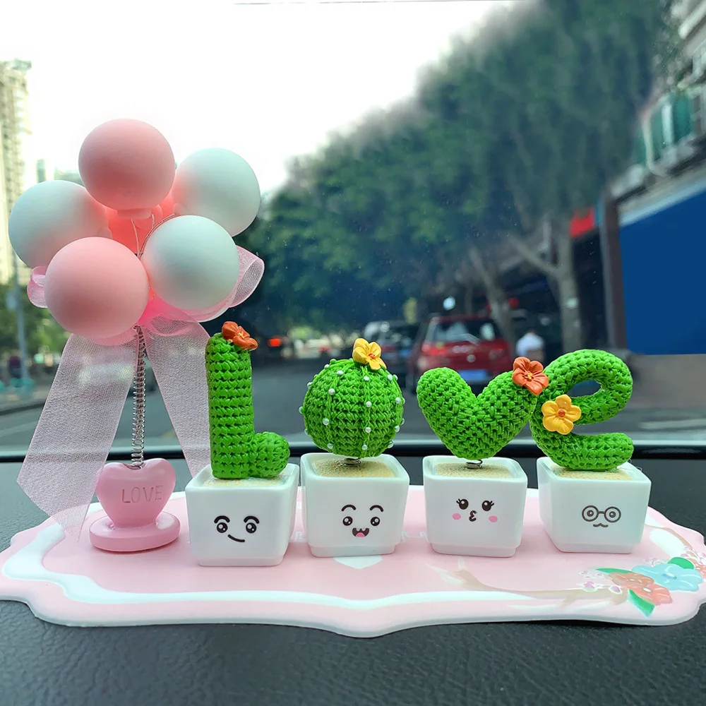 LINDA 4pcs/set Plants Bonsai Small Tree Pot Plant Resin Succulent Cactus Mini Green Plant Car Office Home Living Room Crafts