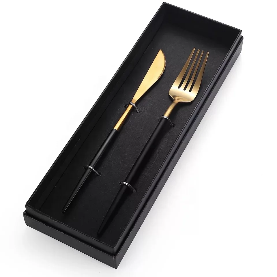 Spiral Handle Sets Spoon Fork Steak Knife Cutlery Flatware Tableware Used Restaurant Set Flatware Black