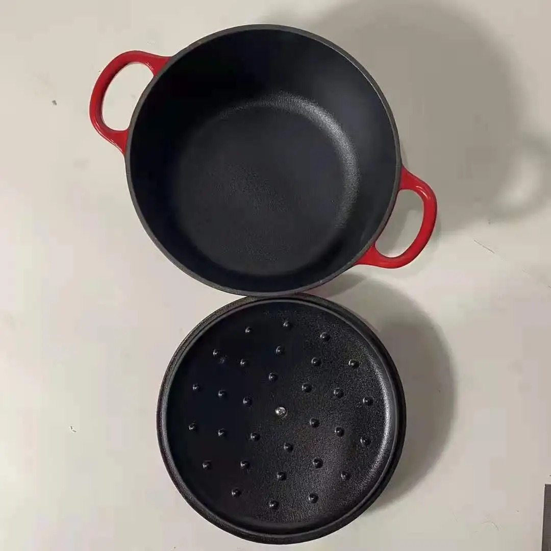 Healthy White enamel coated cast iron cookware dutch oven french pan cocotte