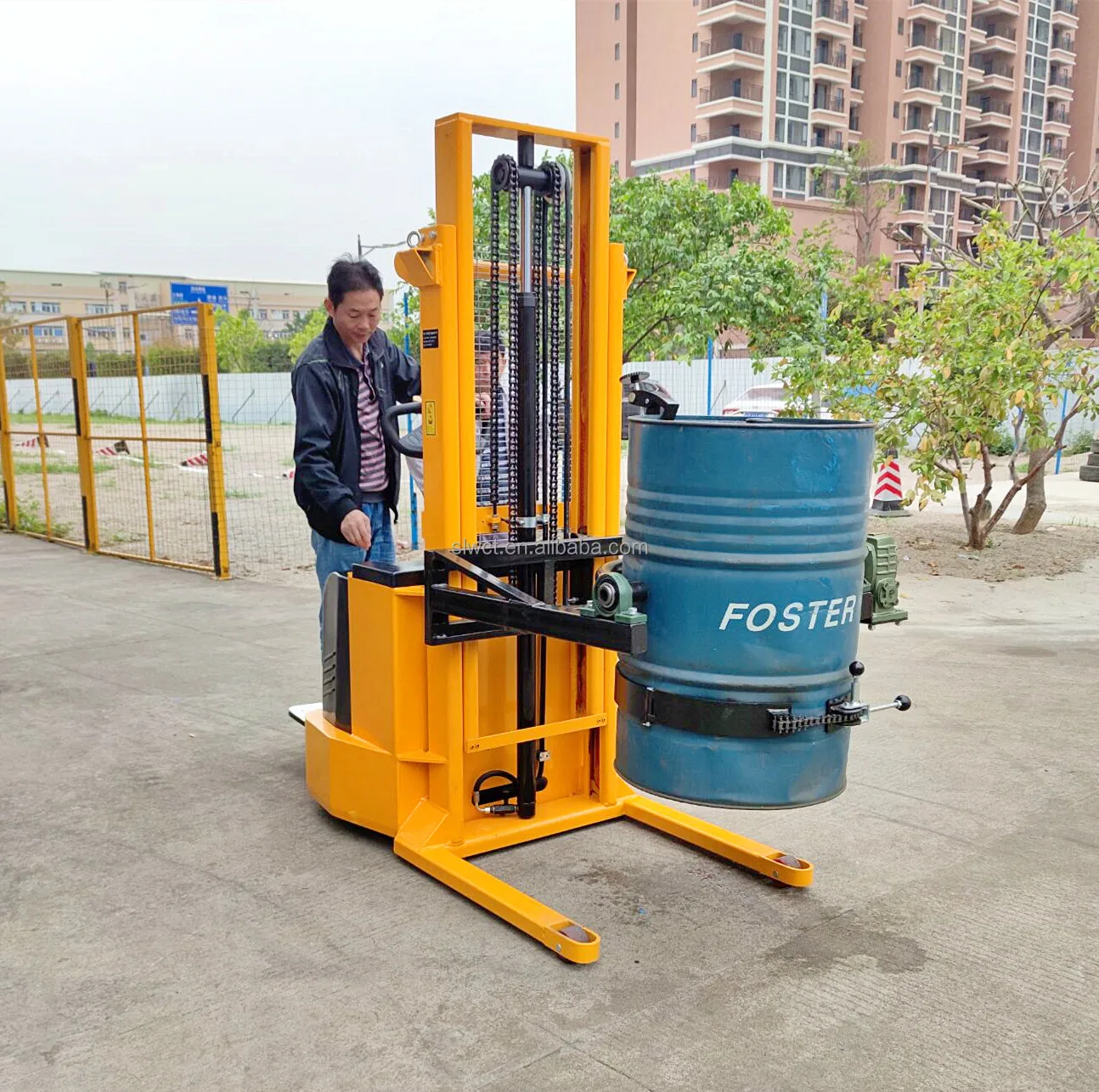 Self Propelled  Fully Electric  Hydraulic Drum Lift Stacker