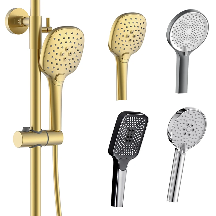 Wall mounted 3 functions single handle shower set  luxury brass in-wall bathroom faucet set with shower