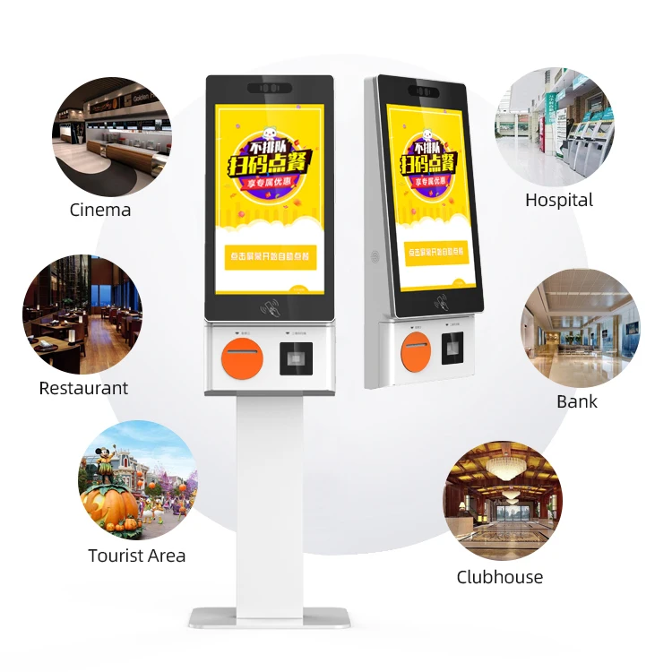 23.8 Inch Restaurant Touch Screen Self Ordering Kiosk With Thermal Printer