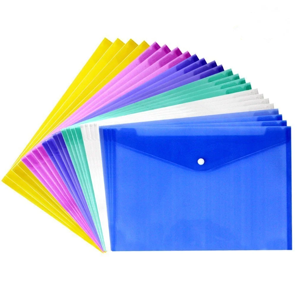 PVC A4 Envelope Holder Clear File Folder File Plastic Document Bag with Botton Office School Stationary