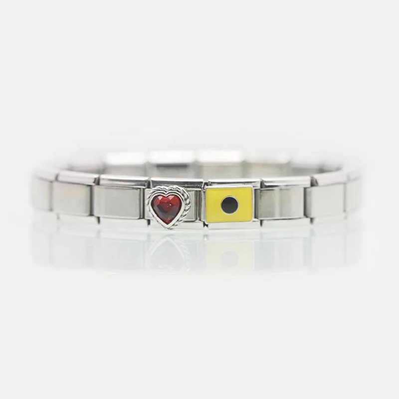 Yellow black links International maritime signal code Nautical boat banner sign flag alphabet letter I Italian Charm Bracelet