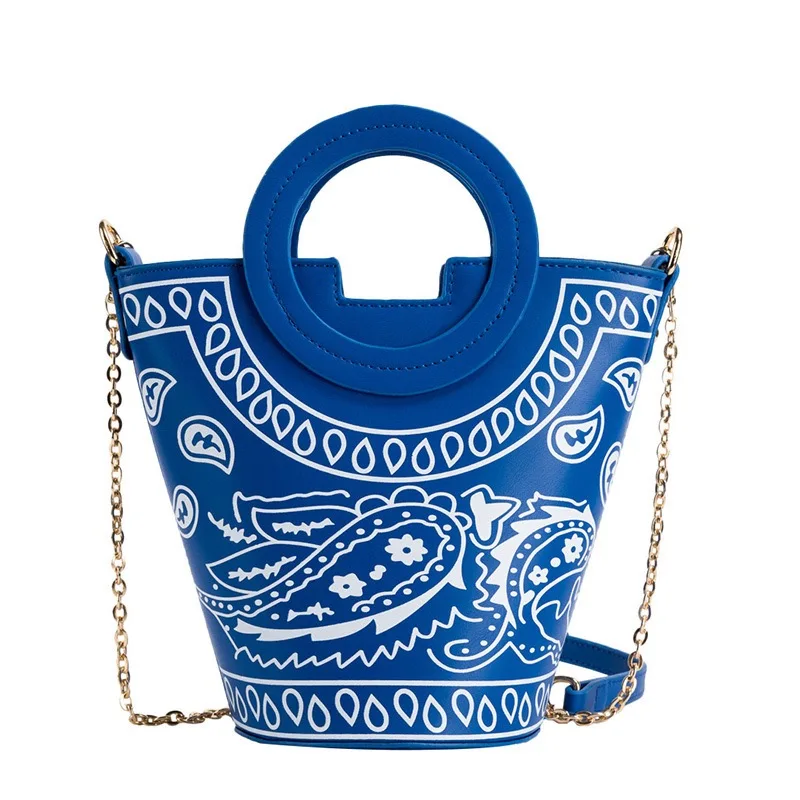  High Quality PU Leather Crossbody Bandana Bag Luxury Handbags for Girl Bucket Women Ladies Designer