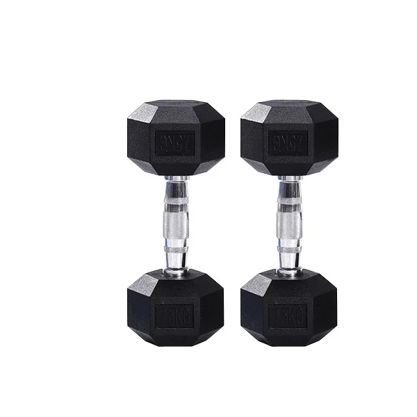 Wholesale China Manufacturer Custom Free Weight Gym 3-100 LB 1-60 KG Set Metal Handle Cast Iron Rubber Hex Hexagon Dumbbell