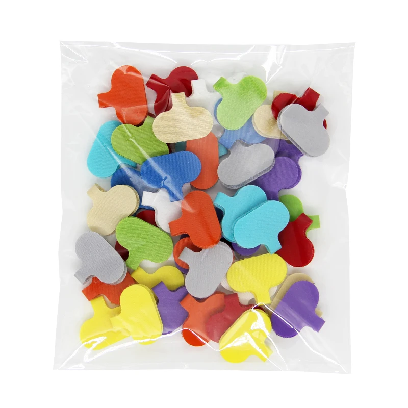 Multi-color Cable Cord Wire Management Self-adhesive Cable Labels Nylon Writable Hook and Loop Wire Tags DOT Customized