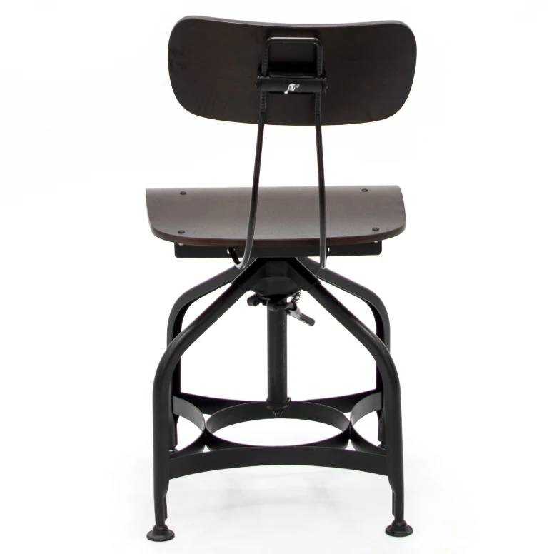 Industrial Adjustable Barstool Plywood Counter Height Bar Height Chair Bar Stool with Back Rest for Home Cafe Bar Table