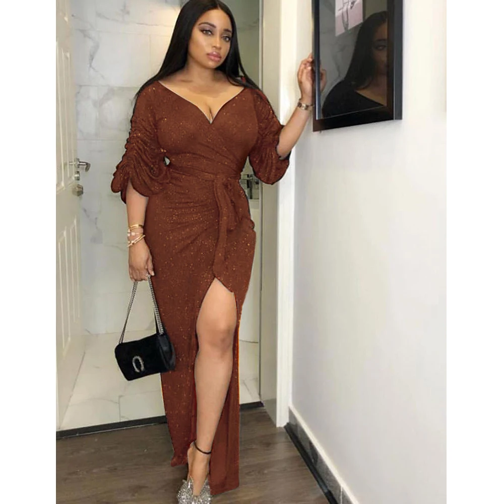 Внешняя торговля 2021 женское облегающее платье Yamama с V-образным вырезом для свадьбы подружки невесты выпускного вечера