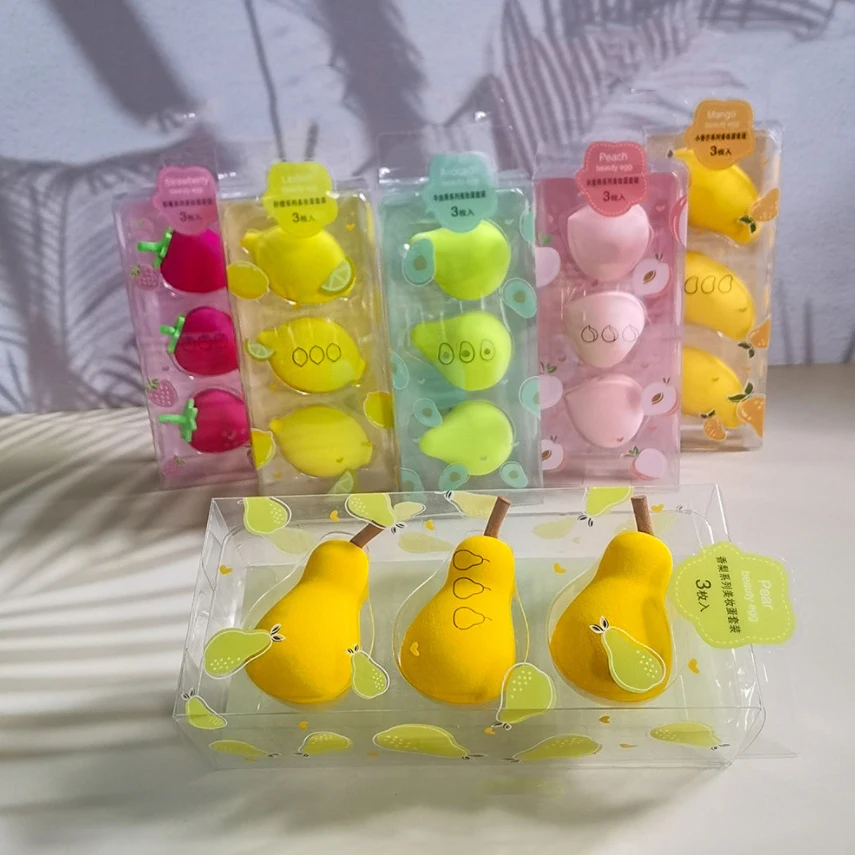 SAIYII Hot Sales 3 packs Fruit Makeup Sponge Set Soft Latex Free Beauty Sponge Blender Face Cosmetic Sponge For Make up