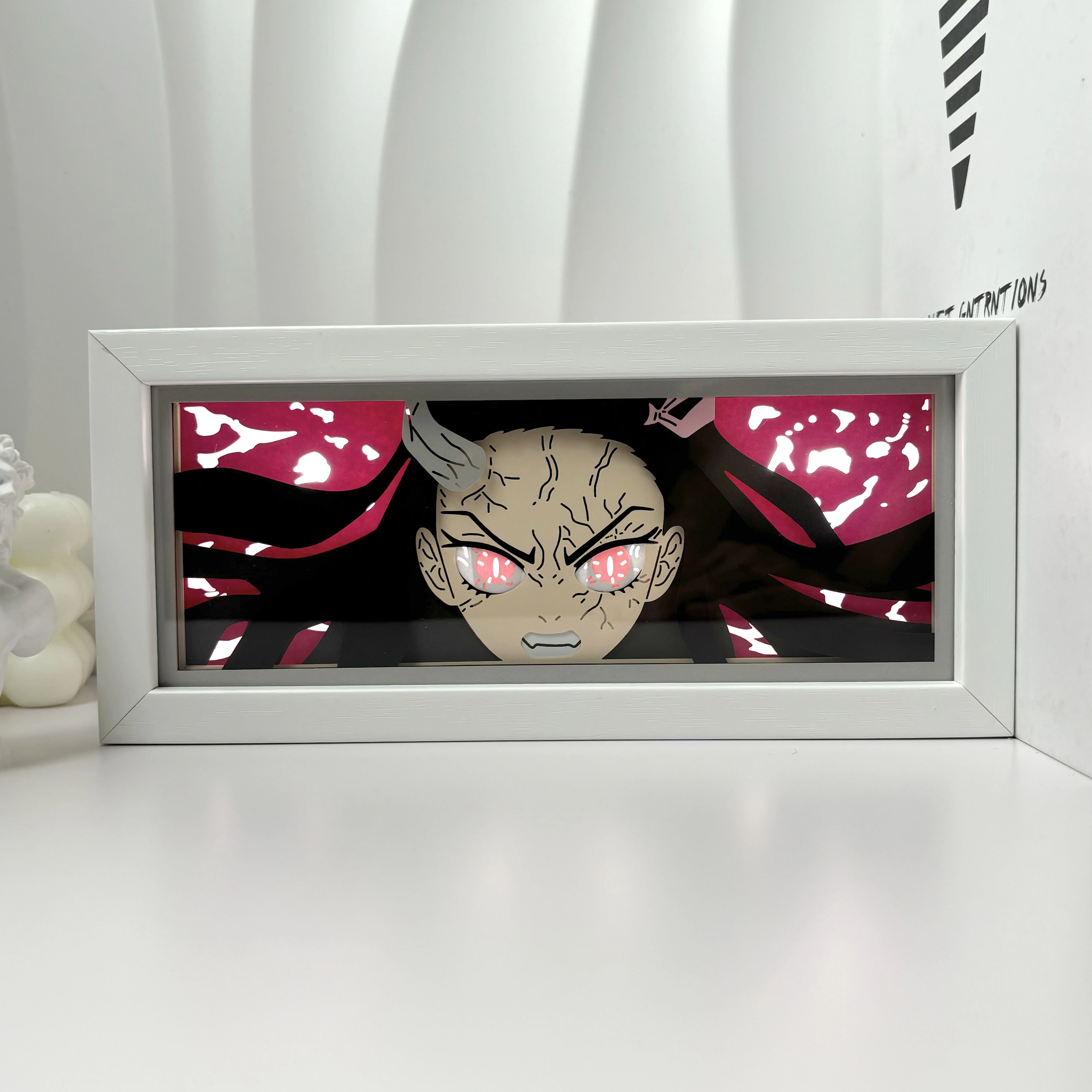 Custom Demon Slayer 3D Led Anime Shadow Lamp Night Light Laser One Pieces Carving Paper Lamp Room Decoration for Party and Gift