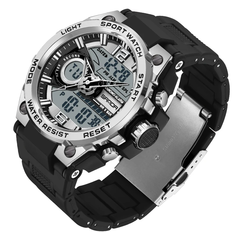 OEM Sanda часы 9010 Новые 30 м водонепроницаемые с двойным временем аналогово-цифровой механизм уличные многофункциональные мужские наручные