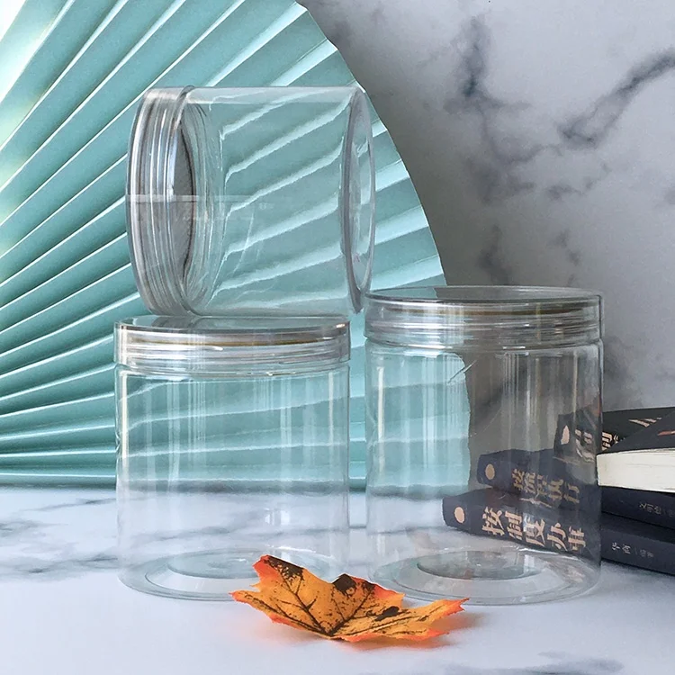 NH Transparent Round Food Grade Airtight Canister Plastic Can With Easy Open Pop Top Lid