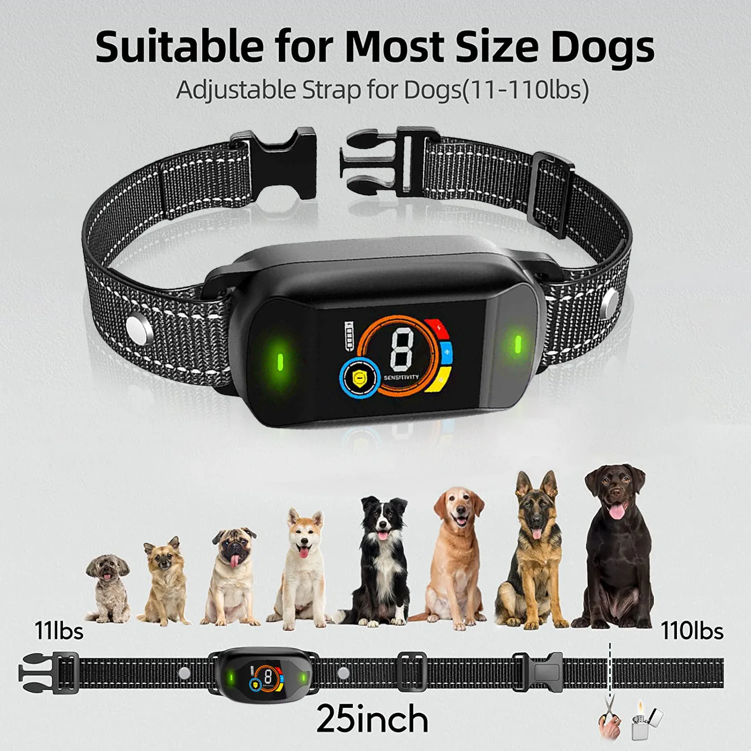 Dog Bark Collar 3 in 1 Separate & Beep Vibration Shock Mode Smart Bark Collars Rechargeable Anti Barking Training Collar