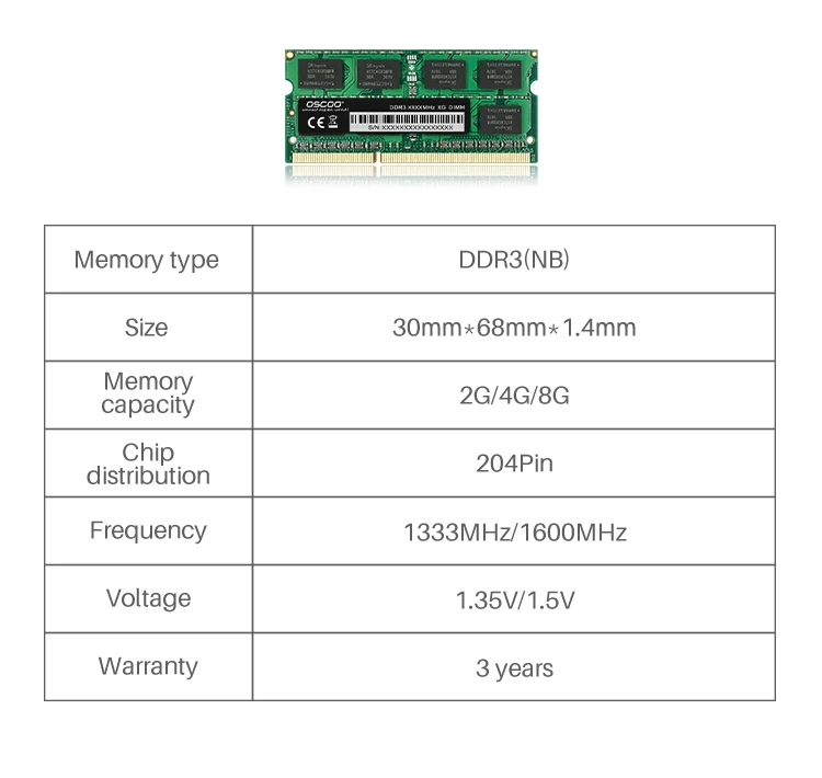  ОЗУ OSCOO DDR3 4 Гб 2 ГБ 8 1333 МГц