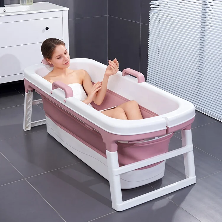 Wholesale Pink Portable Plastic Collapsible/folding Bathtub for Adult