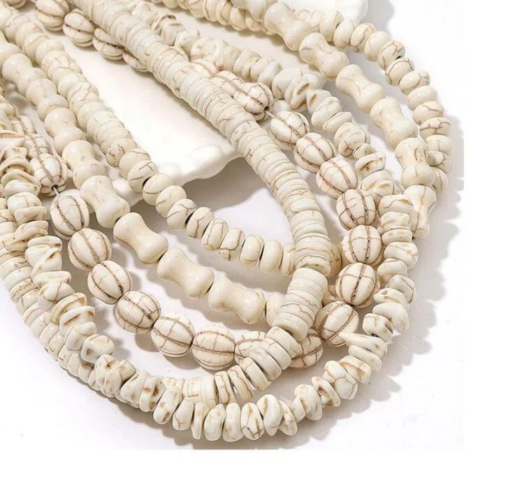 Natural turquoise stone  round straight hole loose beads handmade DIY bracelets necklaces pendants Jewelry accessories