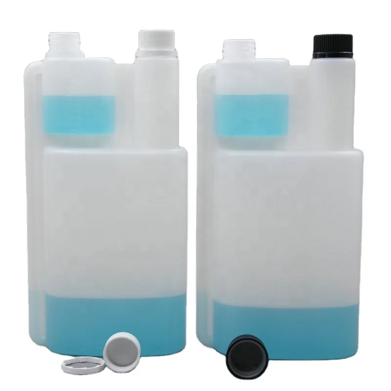 High Quality 1L Fuel Additive Dispensing HDPE Double Neck Quantitative Bottle With Tamper evident cap